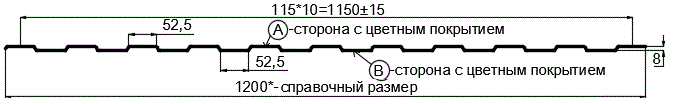 Фото: Профнастил С8 х 1150 - B Двусторонний (ПЭ_Д-01-8017-0.4±0.08мм) в Мытищи