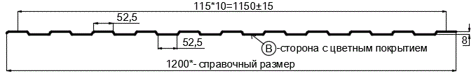 Фото: Профнастил С8 х 1150 - B (VikingMP E-20-7016-0.5) в Мытищи