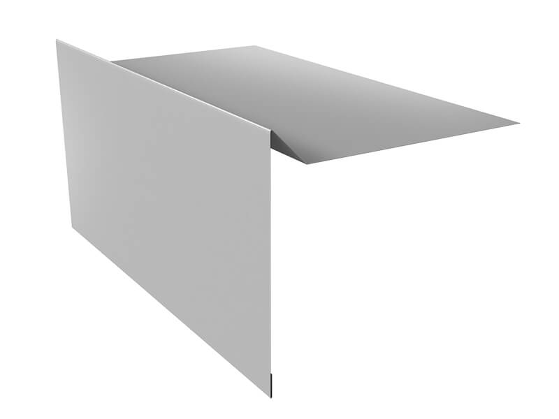 Планка ветровая для мягкой кровли 100х20х70 0,5 Satin с пленкой RAL 9006 бело-алюминиевый (3м)